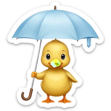 baby Duck holding white umbrella sticker