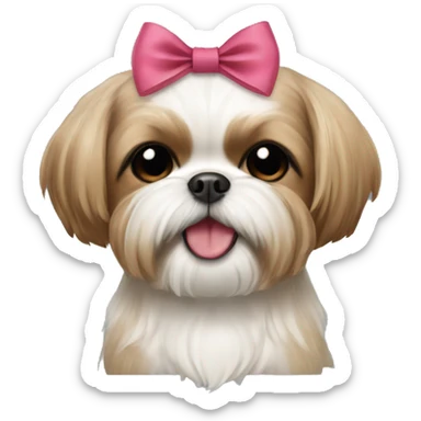 light brown shihtzu with a bow in her head smiling sticker