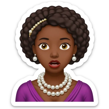 Black woman clutching  pearls on neck and looking shocked  sticker