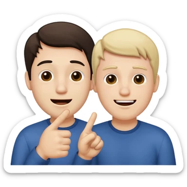 2 homme, l'un est triste et l'autre le pointe du doigt en rigolant sticker