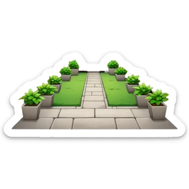 closed courtyard between apartment buildings, safe private yard, minimal flat vector icon sticker