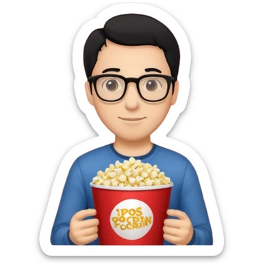 man black hair light skin tone in a movie theater sticker