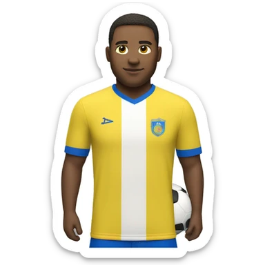 White man Fat soccer player in yellow shirt and blue shorts and blue socks sticker