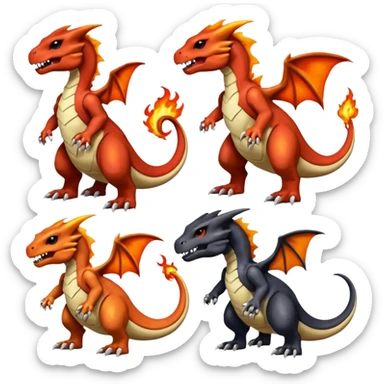 Shiny Duskull-Salandit-Cubone-Marowak-Charizard-Charmeleon-Fakémon-hybrid-creature (full body)  sticker