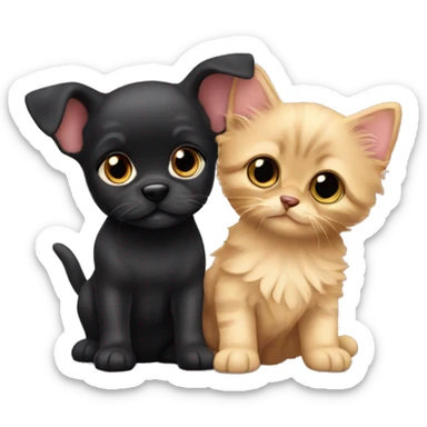 Yorkshire puppy with a Bombay kitten best friends  sticker