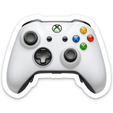 Clash of Clans aesthetic: Cinematic Playful Xbox Controller (Original Duke) Portrait Emoji, rendered in a 3D vector-style similar to standard emojis with minimal shading and bold, simplified shapes. A compact, distinct form with signature details, softly glowing with a modern gaming energy charm. Simplified yet unmistakably iconic, highly detailed and consistent, glowing with a soft radiance and high shine. Stylized with a touch of next-gen innovation and a soft glowing outline, capturing the essence of a beloved gaming relic with a friendly, playful manner! sticker