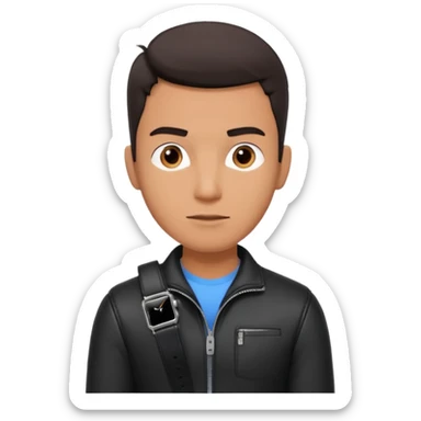 man wearing a black strap watch portrait, head and shoulders only, black leather strap wristwatch visible, casual outfit, confident expression, modern style, 3D cartoon, mobile game icon style, clean background, no text, no watermark
 sticker