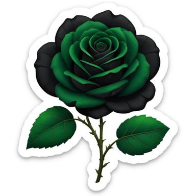 black rose with a single leaf emoji sticker