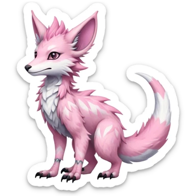 Feral Rare Fantasy cute adorable edgy pastel pink Vernid-Sergal-species by LiLaiRa, markings, tufted ears, full body sticker