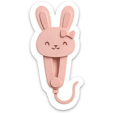 chibi hair straightener-bunny hybrid, tiny bow, gentle happy face, soft pink, full-body sticker