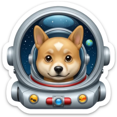 perro rubio sentado de nave espacial sticker