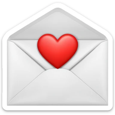 envelope with a small heart coming out sticker