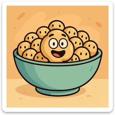 a bowl of chickpeas, cartoon style, vibrant colors, simple shapes sticker
