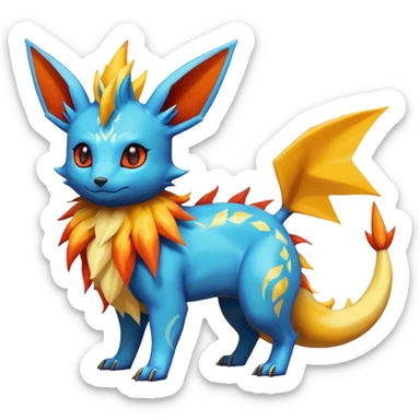 Eevee-Salandit-Vaporeon-Jolteon-Flareon-Fakémon-hybrid-creature (full body)  sticker