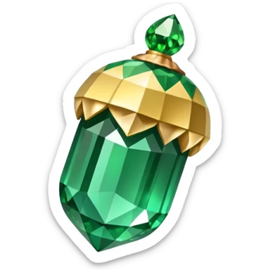 sparkling emerald Acorn like diamond with stem made of gold sticker