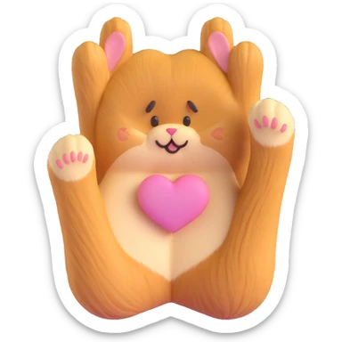 close-up of a single cat paw performing Korean finger heart gesture with two paw fingers forming heart shape, soft beige and light brown fur, gentle pastel tones, warm lighting, soft friendly cute style, minimal clean background sticker