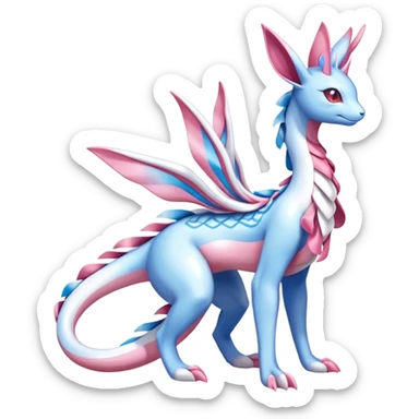 Sylveon-Dragonair-Fakémon-hybrid-creature (full body)  sticker