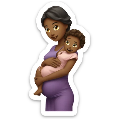 A girl with a small child in her arms, after the maternity hospital. sticker