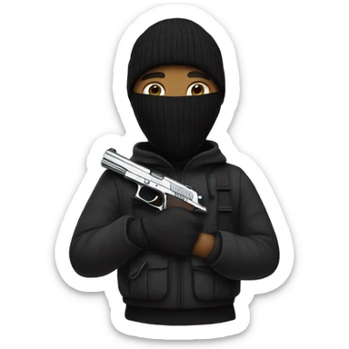 YN with a pistol and ski mask sticker