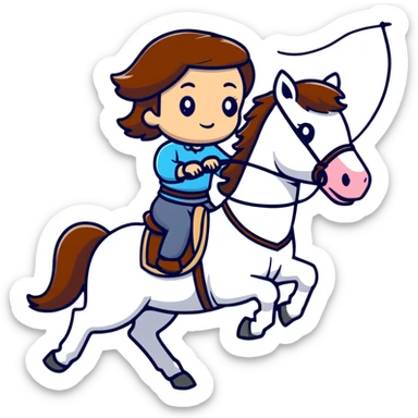 girl riding a horse holding a whip sticker