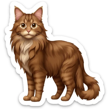 A high-resolution photo-realistic digital illustration of a brown maine coon cat, full body noble maine coon sticker