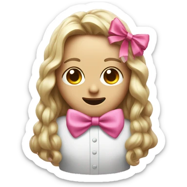 Pleading emoji with a pink bow  sticker