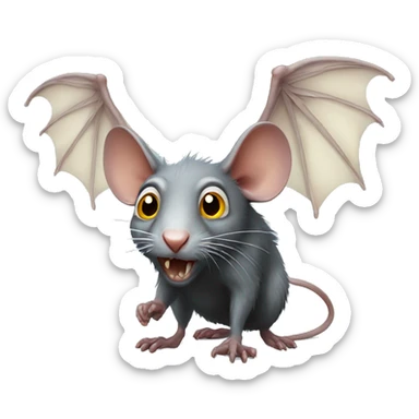 scary giant rat with wings sticker