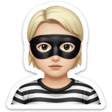 Thief with black eye type mask and black and white striped prison clothes sticker