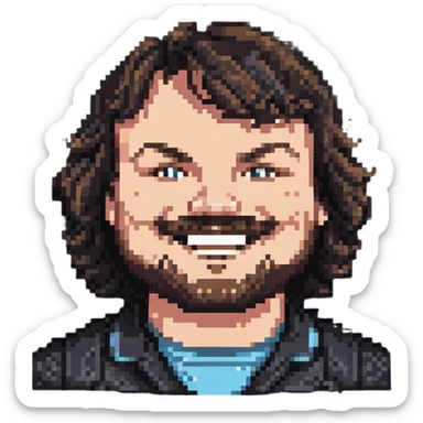 portrait of Jack Black smiling sticker