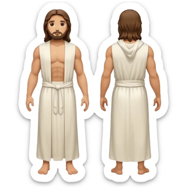 fullbody jesus christ jacked, sleeveless white robe front and backview sticker