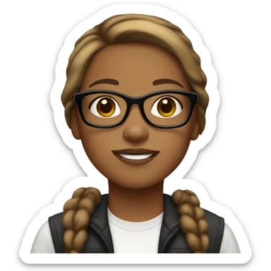 Girl with hazel eyes, black frame glasses, and brown hair with blonde highlights sticker