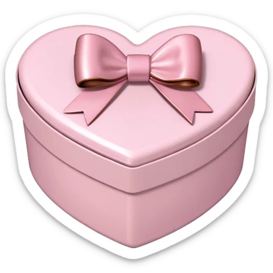 pale pink heart box, pale pink bow, filled with chocolates inside sticker