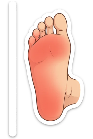 Piede con rossore sotto la pianta focus sulle punte dei piedi sticker