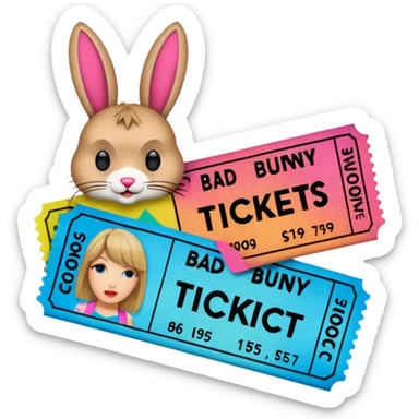 bad bunny and taylor swift concert tickers sticker