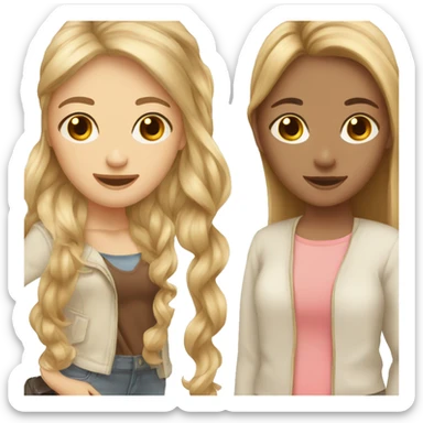 two girl best friends one with brown hair and one with blonde sticker