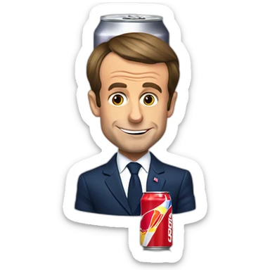 Emmanuel macron drinking a can of redbull sticker
