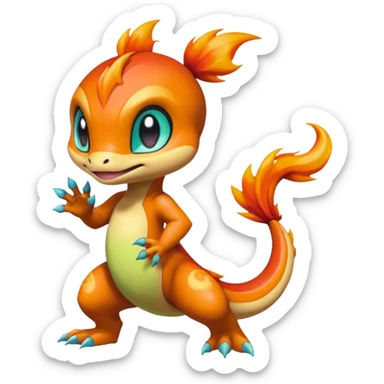 Colorful Exotic Meloetta-Charmander-Chimchar-Virizion-Venom-Stitch-Fakémon-creature-hybrid sticker