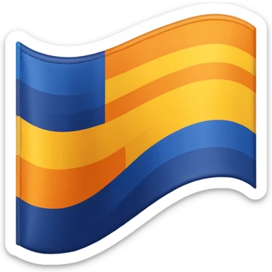 A flag whit darkblue, blue, white, yellow and orange sticker