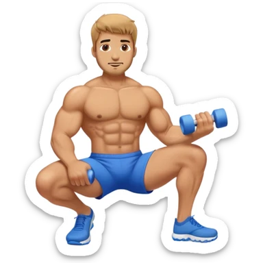 buff guy blue shorts using foam-roller sticker