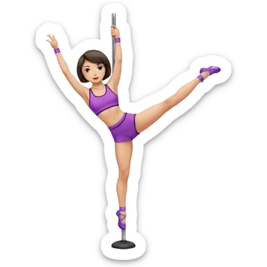 brunette with short hair (bob) and light skin pole dancing sticker
