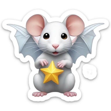 rat with white wings who is holding a star sticker