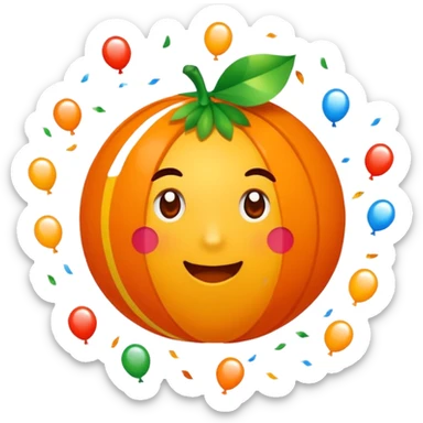 Una cara roja con naranja con rayos que explotan y llena de confeti  sticker