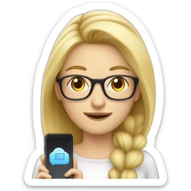Blonde Frau mit Brille und smartphone sticker