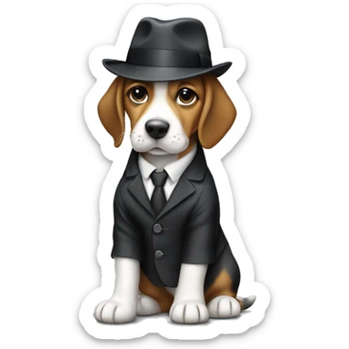 Beagle puppy in pinstripe suit and fedora  sticker