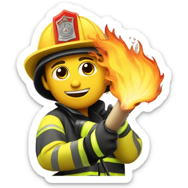 fire fighter fighting a fire sticker
