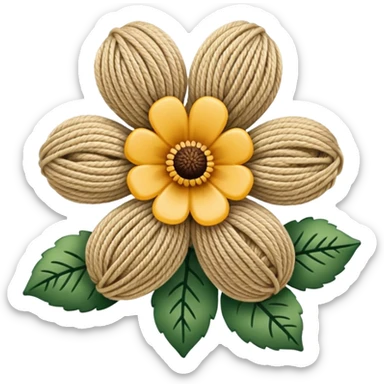 Knit flower with beige design sticker