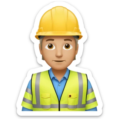 middle aged safety manager standing full body sticker
