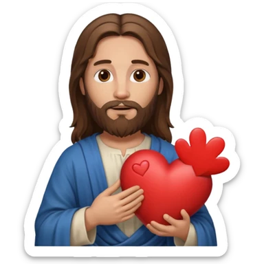 jesus holding a heart sticker
