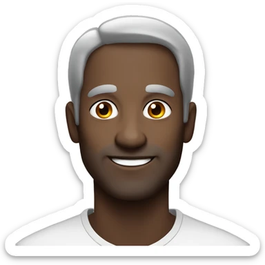 normal eyes,  happy smile  , misterious looking, big nose,  48 years old , gray browney hair  sticker