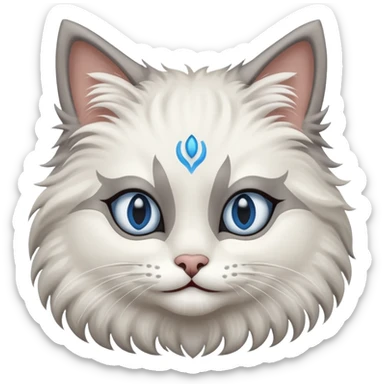 Neva masquerade cat with big blue eyes smiles  sticker